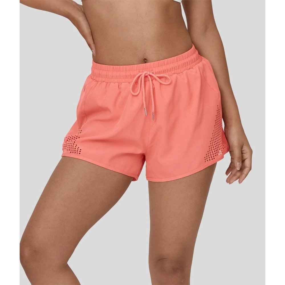 Halara Mid rise drawstring pull on shorts size medium coral 2 in 1 New